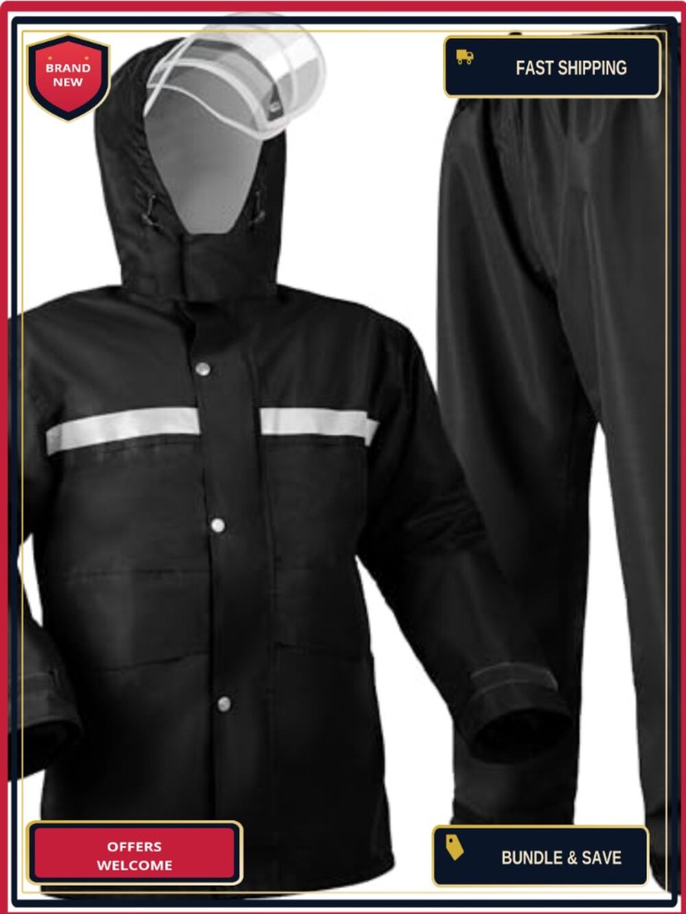 Waterproof Rain Suit with Hood for Men Women Adults